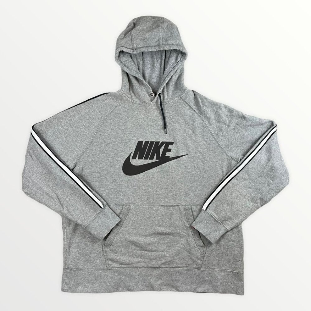 Nike Casual Sporty Grey Hoodie Pullover Huge Spellout XXL